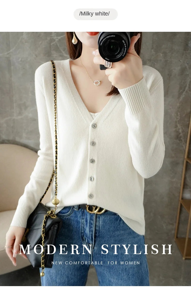 V-Neck Temperament Small Fragrant Wind Loose Sweater Sweater