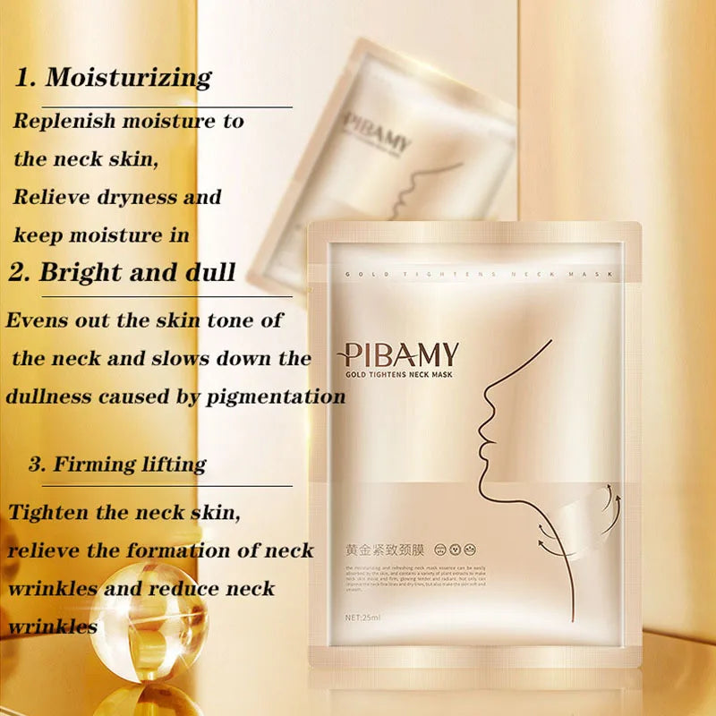 10pcs Gold Firming Neck Mask Moisturizing Nourishing Brightening Hydrating Neck skincare