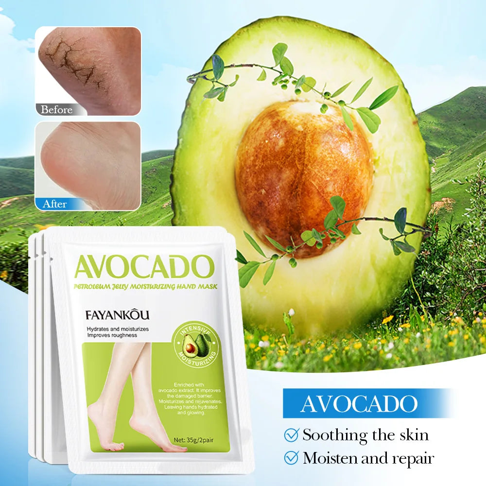 5 Pairs Avocado Exfoliating Foot Mask and Exfoliator