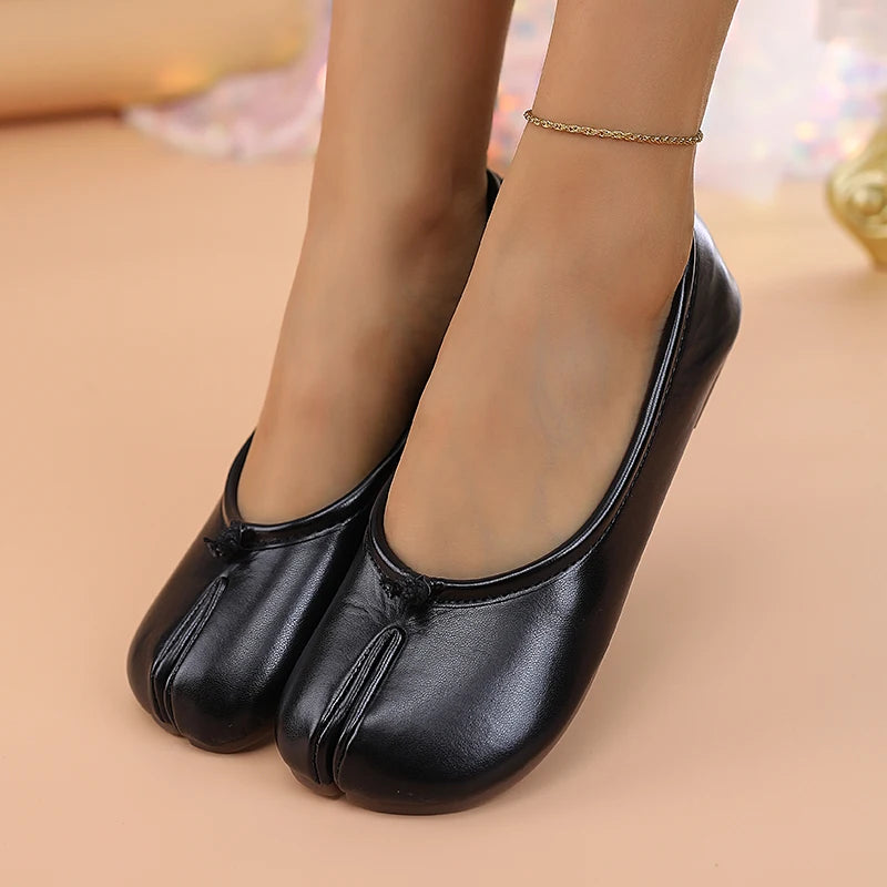2025 Women's Leather Toe Separator Loafers Flat