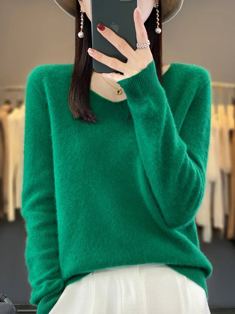 Fashion100% Merino Wool Sweater Cashmere  Pullover