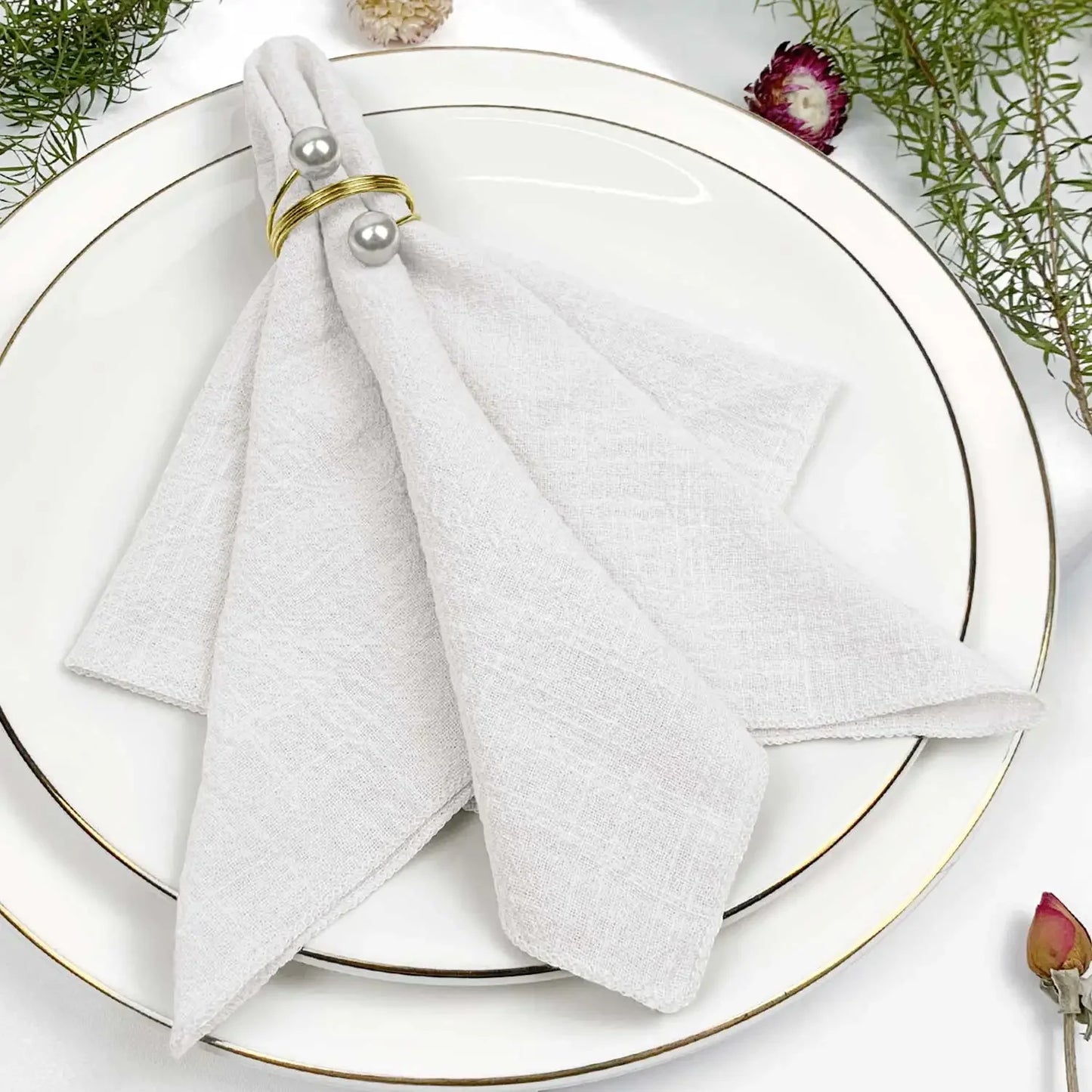 Set of 6 Cotton Cloth Napkins Gauze Sage Green 30x30cm