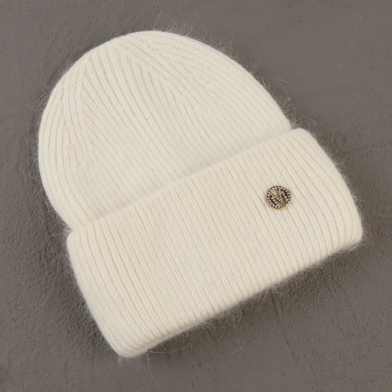 Winter Angola Rabbit Fur Knitted Beanies