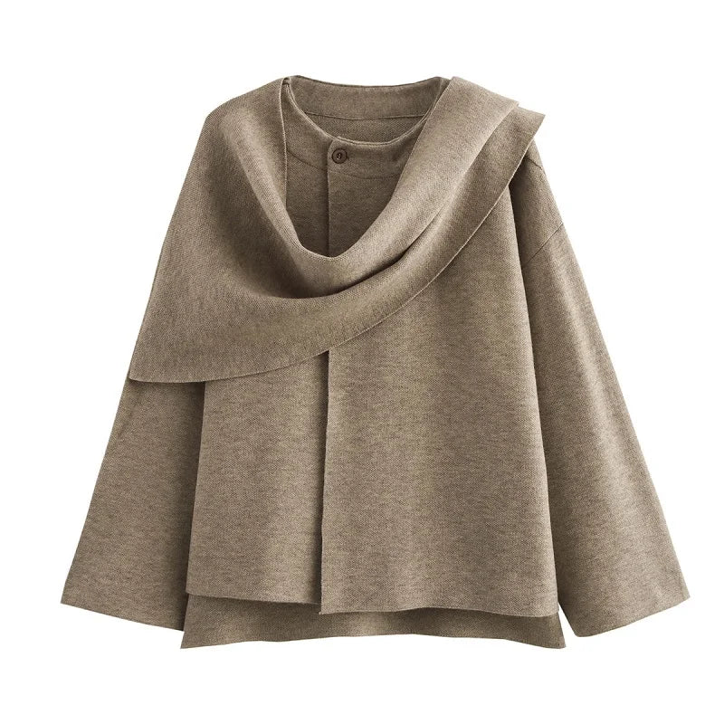 Winter Coats for Women Asymmetric Scarf Demi-season Jacket
