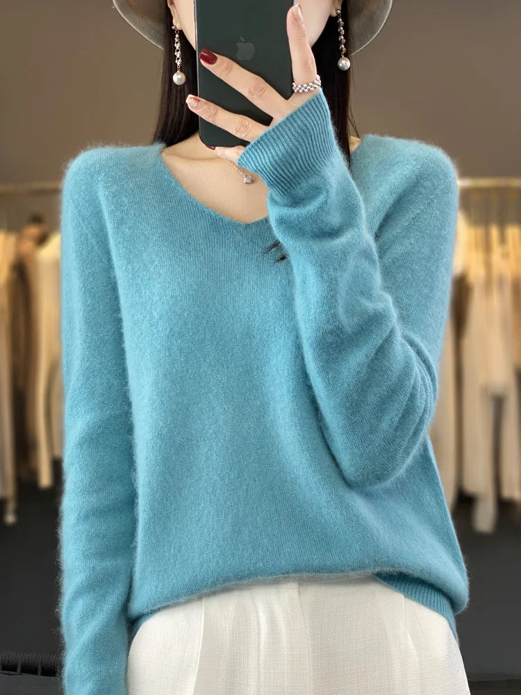 Fashion100% Merino Wool Sweater Cashmere  Pullover