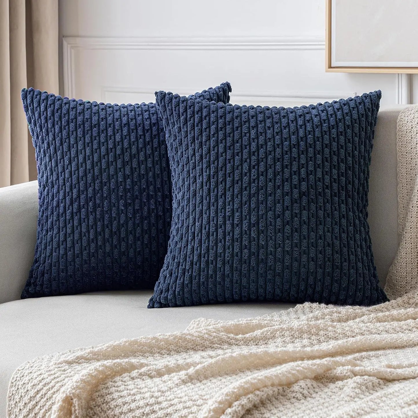 Fall Decorative Throw Pillow Covers Soft Corduroy Boho Striped Pillow Covers Pillowcases Farmhouse Home Decor for Couch Bed Sofa