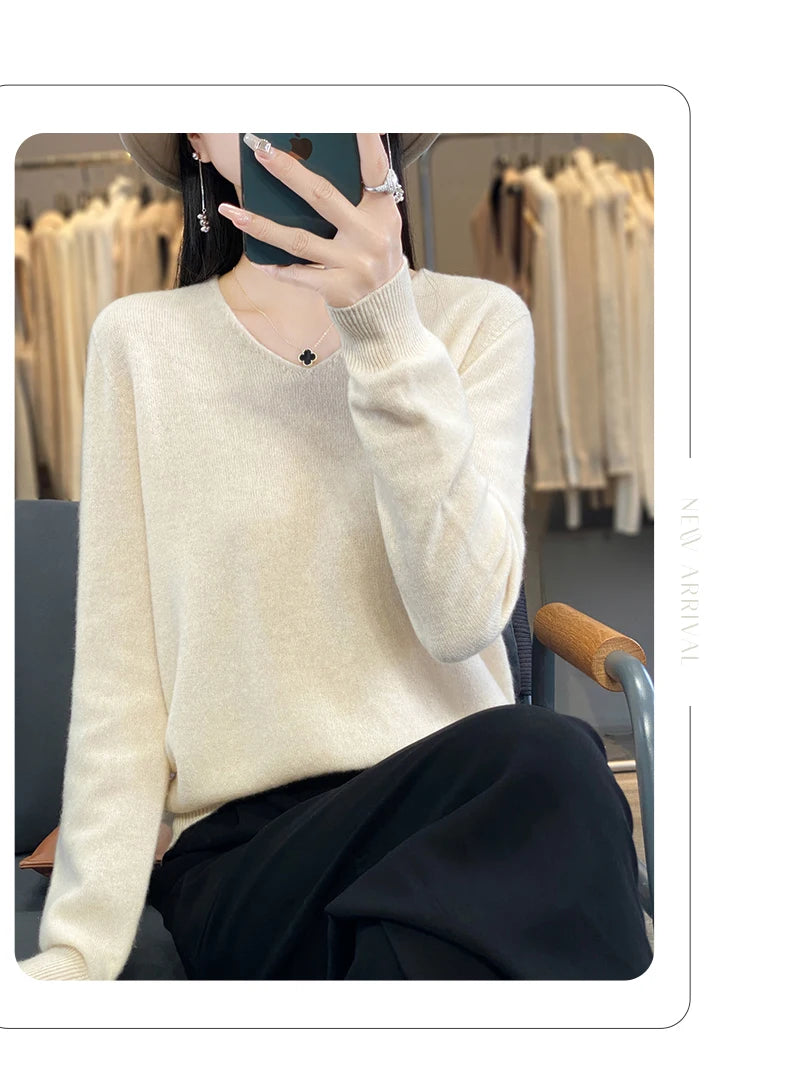 New Women's V-neck First-line Ready-To-Wear Sweater Long Sleeve