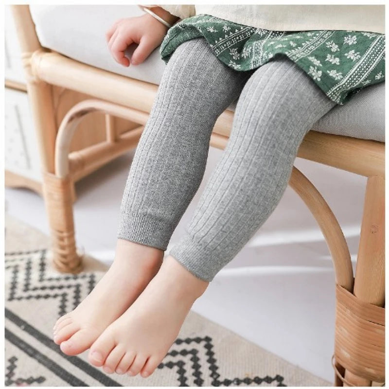 Baby Girls Ribbed Cotton Stretch Tight Leggings