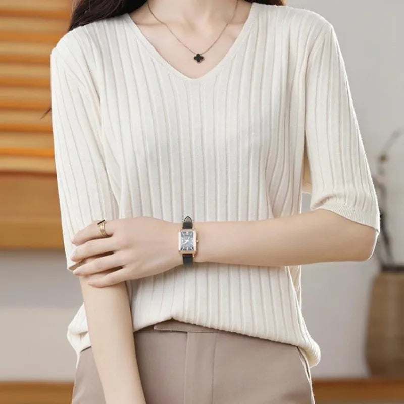 Women's V-neck Short-Sleeved Exquisite Cashmere