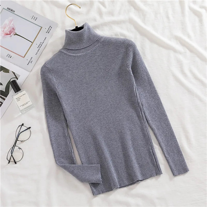 Heliar Women Fall Turtleneck Sweater Knitted Soft Pullovers Cashmere