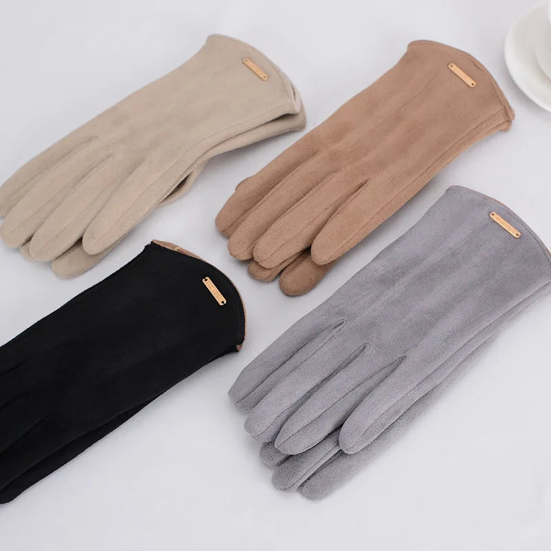 Warm Touch Screen Thin  Solid Simple Gloves