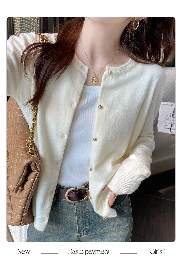 Solid Color Knitted for Women Cardigan