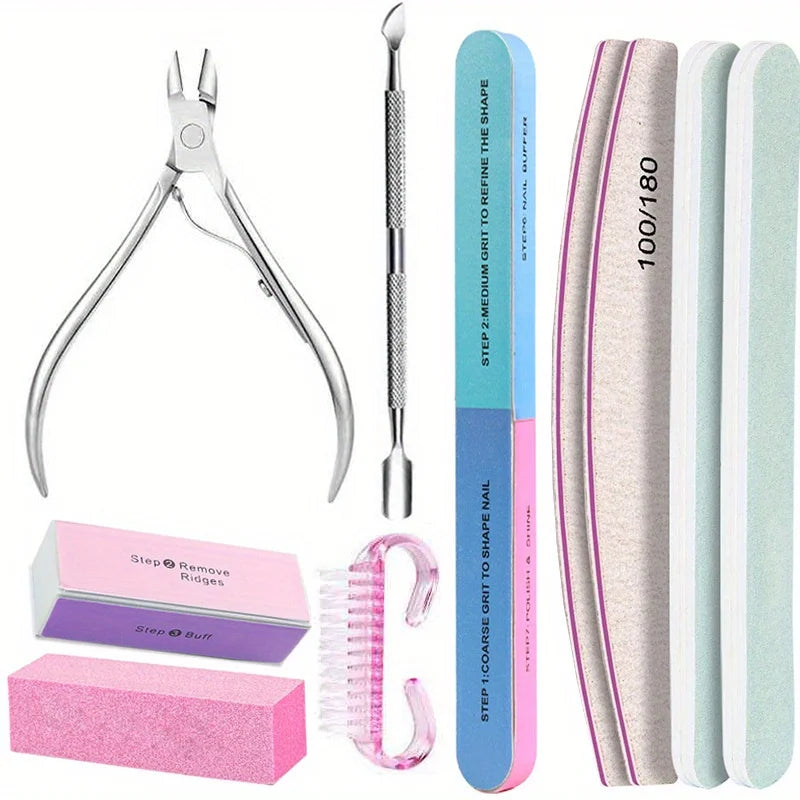 10Pcs/lot Nail Art 100/180 Grit Professional Files