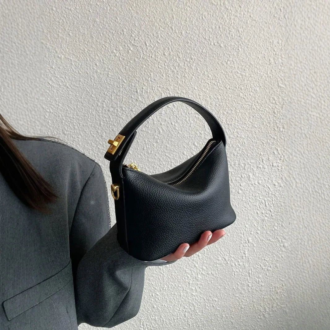 Simple and retro handbag, crossbody bag, soft leather small square bag