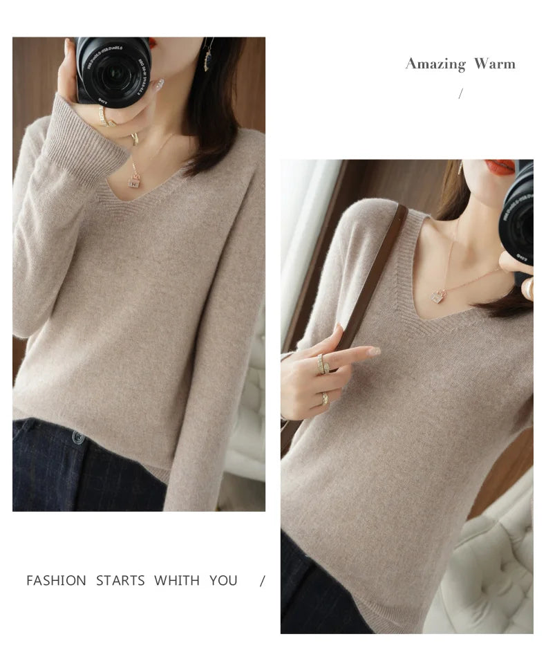 New Cashmere Women's V-neck Pullover