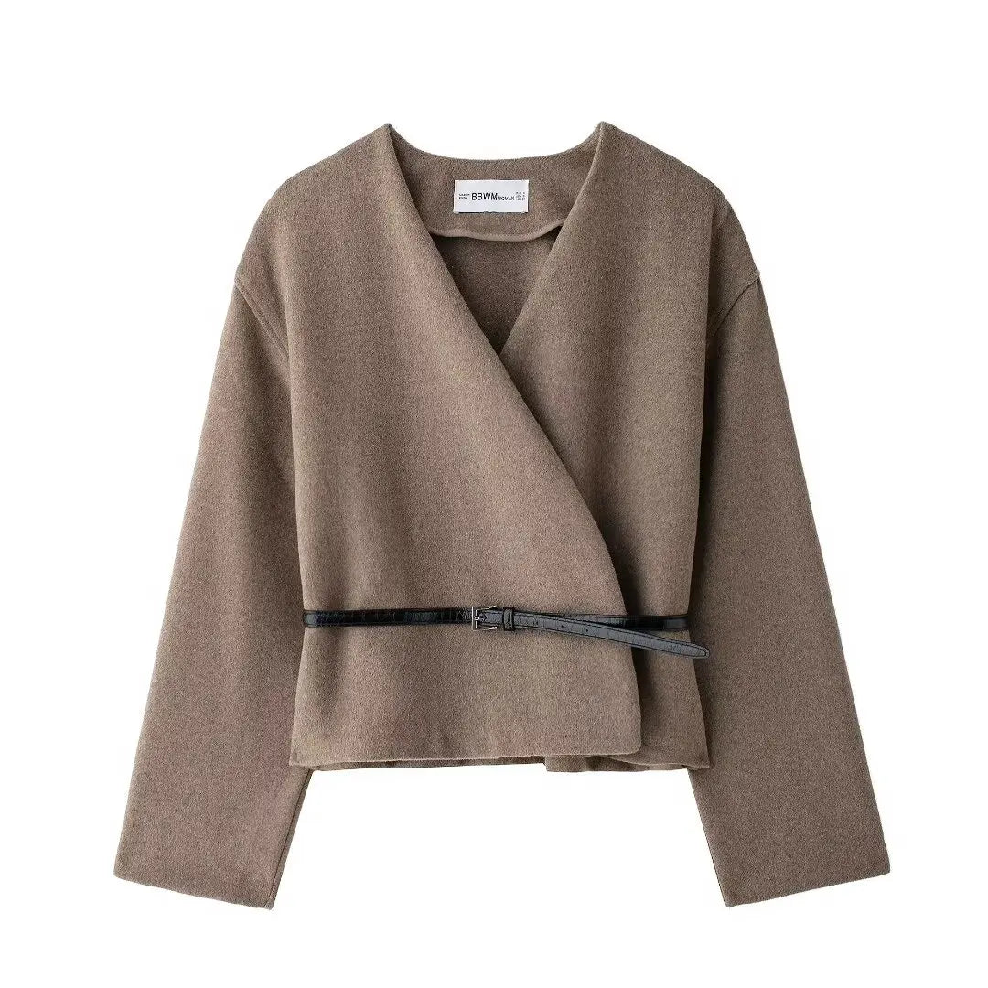 Women's Outerwear  With Belt Soft Top Elegant Chic Autumn/Winter Coat