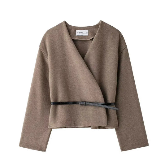 Women's Outerwear  With Belt Soft Top Elegant Chic Autumn/Winter Coat