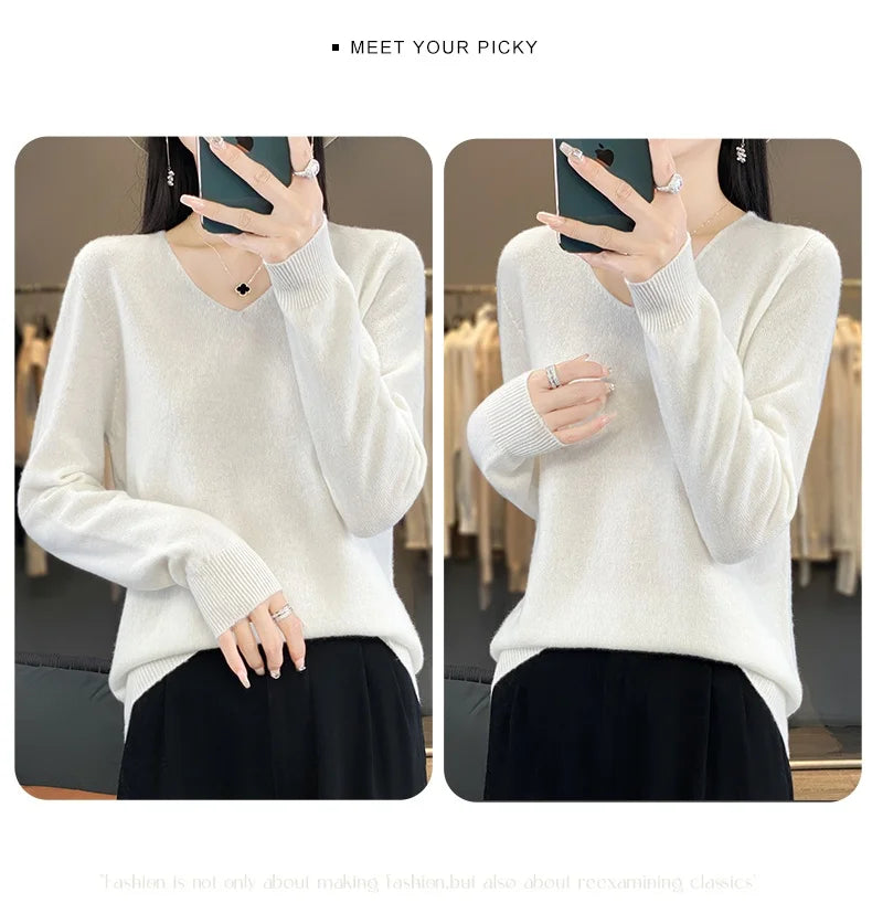 New Women's V-neck First-line Ready-To-Wear Sweater Long Sleeve