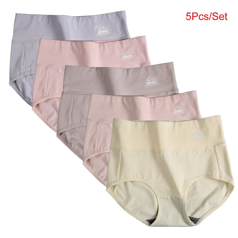 5 Pack Women's Cotton High Waisted Underwear