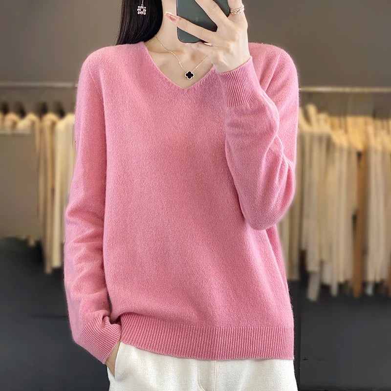 New Women's V-neck First-line Ready-To-Wear Sweater Long Sleeve
