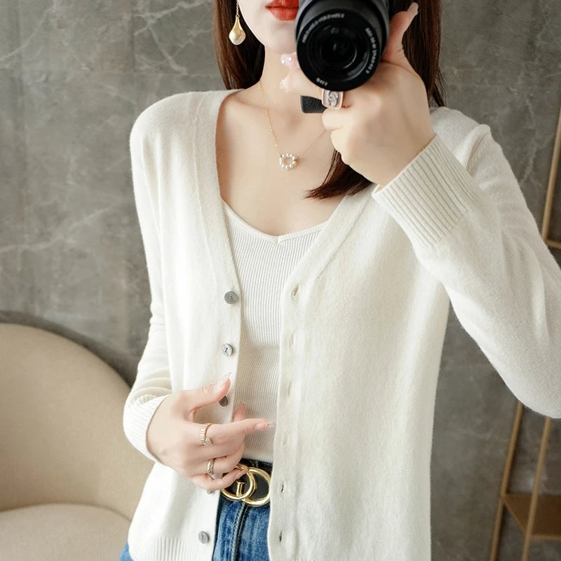 V-Neck Temperament Small Fragrant Wind Loose Sweater Sweater
