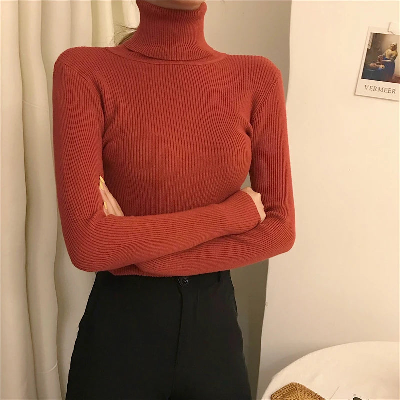 Heliar Women Fall Turtleneck Sweater Knitted Soft Pullovers Cashmere