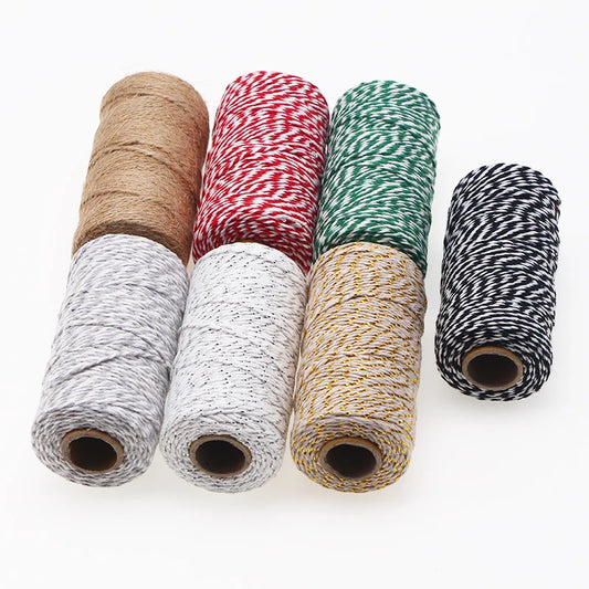 2mm*100m Christmas Twine Cotton Jute String Rope Cord Ribbon  Decoration Tying Cake Pastry Boxes DIY Crafts Gift Wrapping