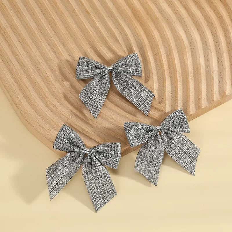 24/5pcs Christmas Bows Christmas Ornaments Gold Red Bows Christmas Tree Ornaments 2025 New Year Decorations Mini Bows Gift Wrap