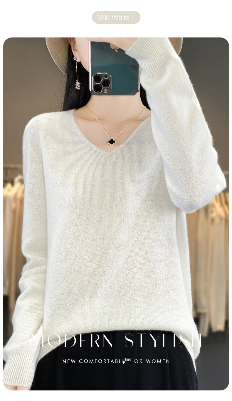 New Women's V-neck First-line Ready-To-Wear Sweater Long Sleeve