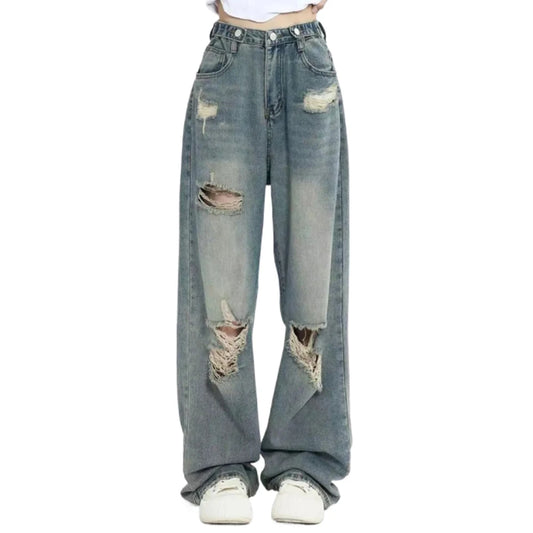 American Retro Hole-punched Jeans