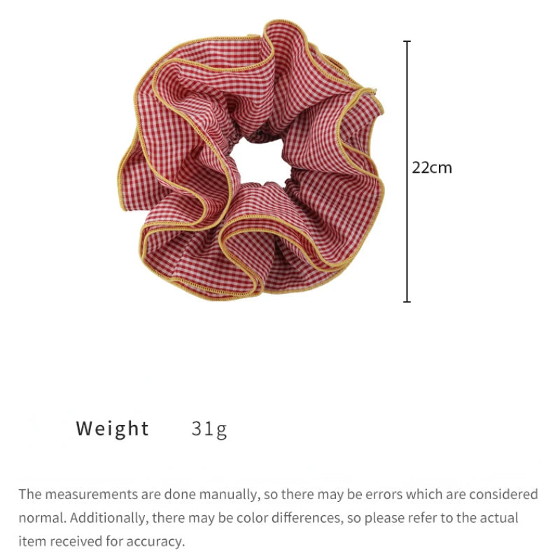 Retro Colorful Lattice Ruffles Hair Scrunchies Headbands