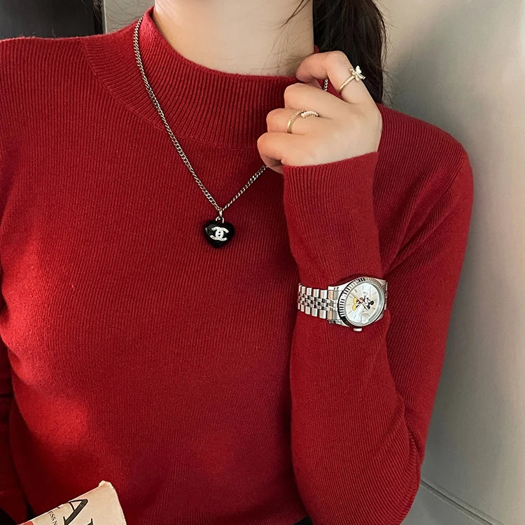Turtleneck Sweater  Women Knitted Pullovers Long Sleeve