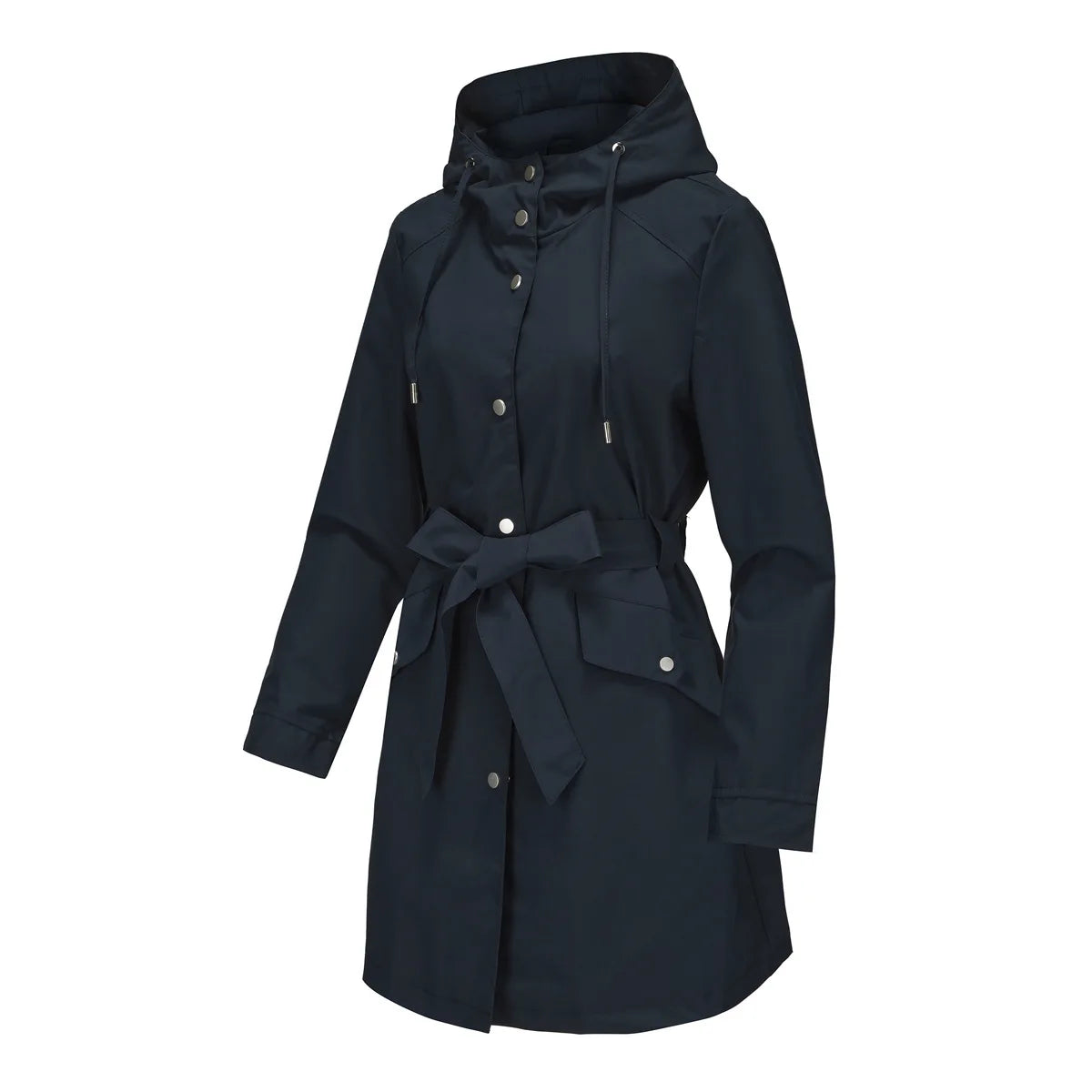 Hooded Water-repellent Jacket with Belt Thin Casual Loose Trench Coat