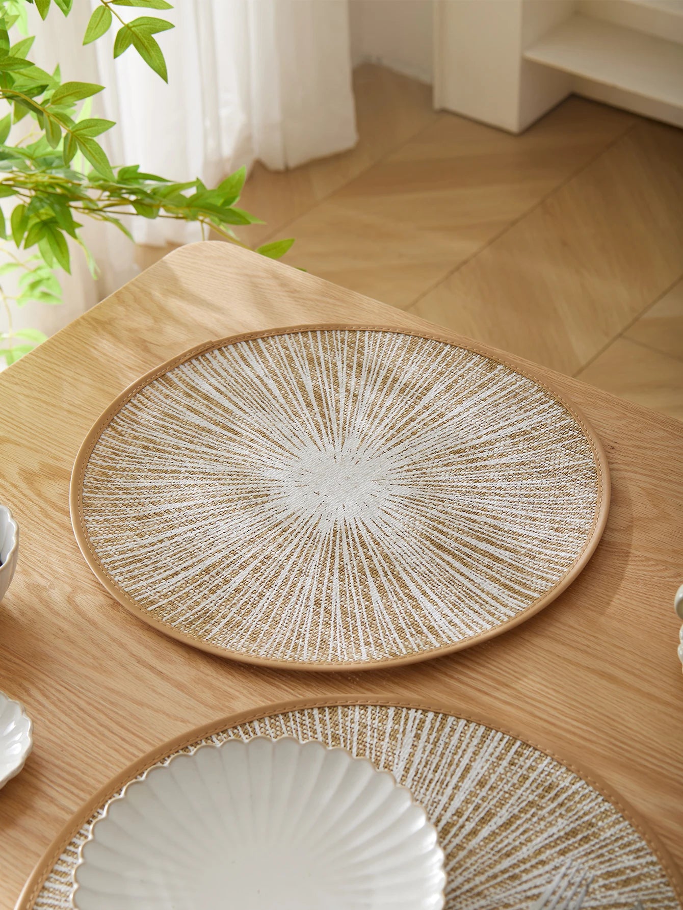 2/4/6/8pcs Round Burlap Macrame Placemats