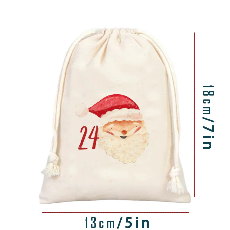 25pcs 13x18cm Advent Calendar gift Bags Winter Christmas 25 Iron-on Transfers Bags Christmas Decorations gift for kids party