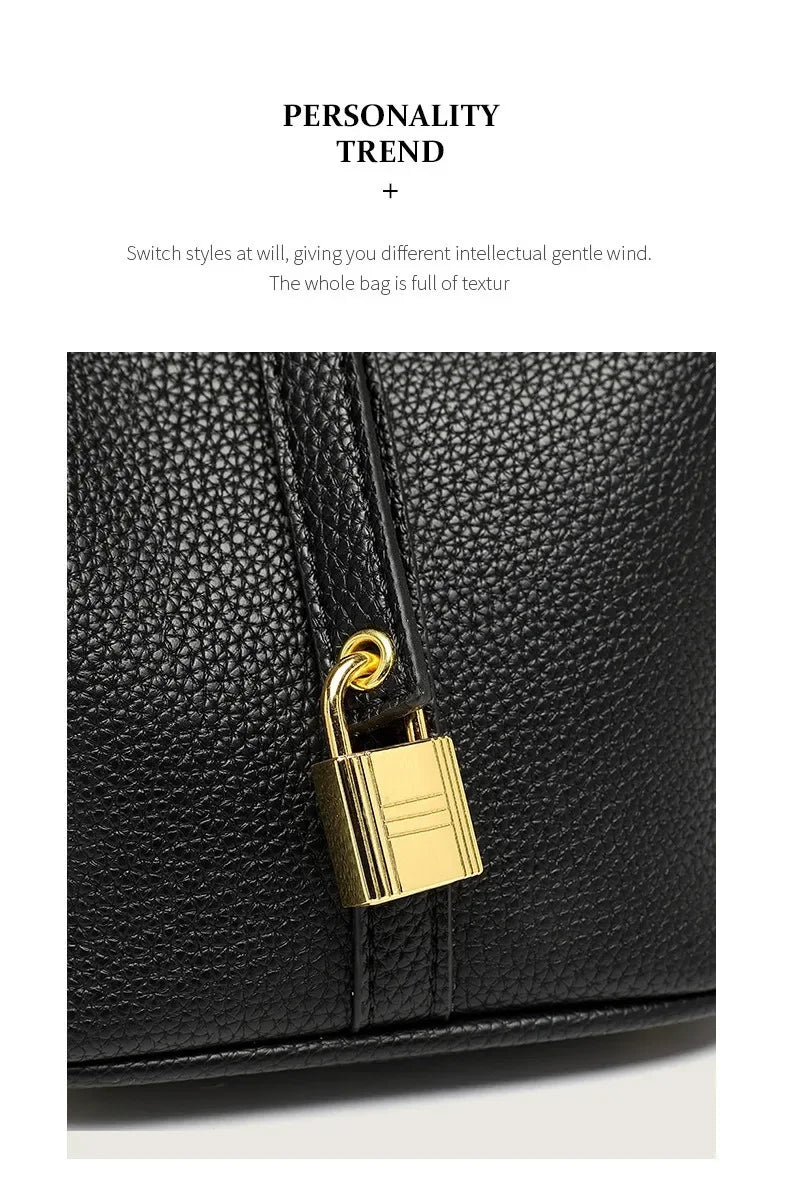 Large Capacity PU Handbag Basket Bucket Bag