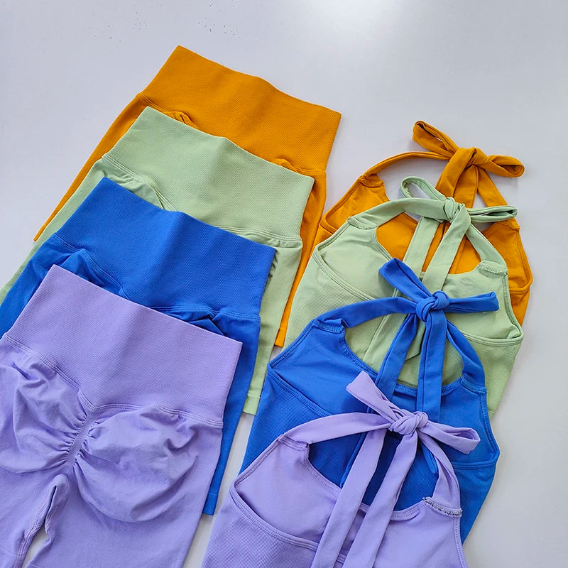Peach Hip Lifting Suit Neck Hanging Sports Bra