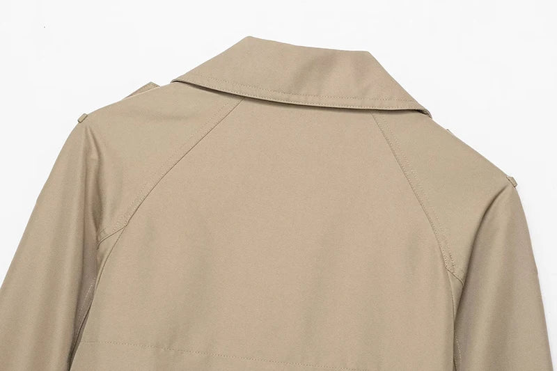 Double Breasted Short Coat Trench Turn-down Collar