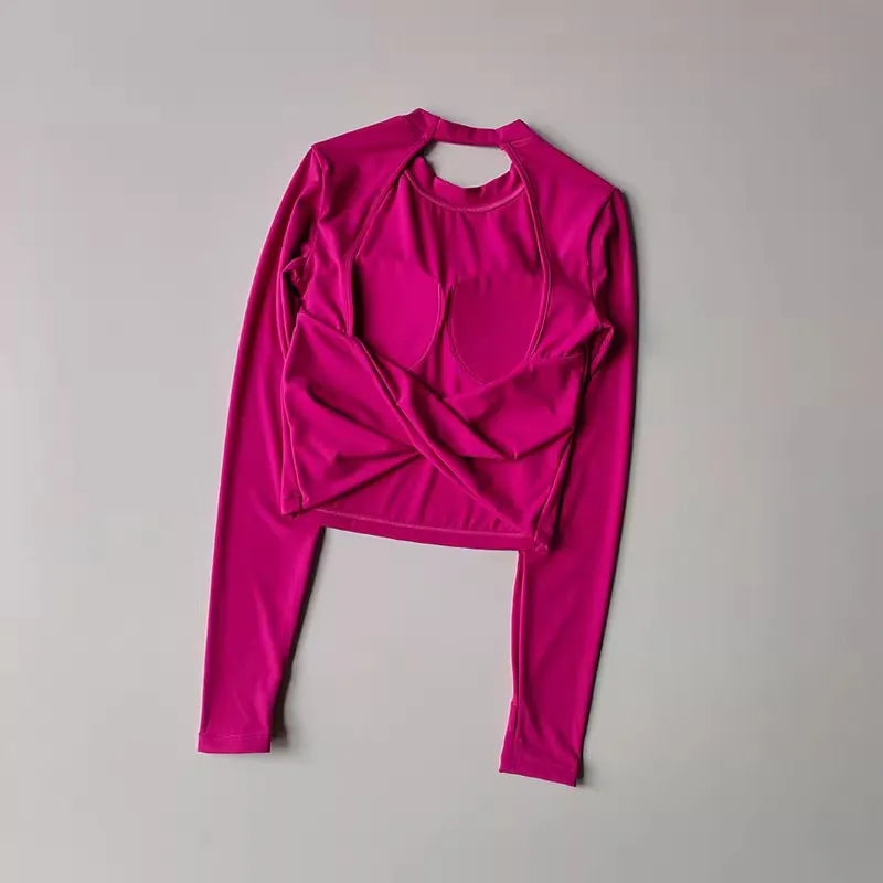 Sexy Short Backless Fixed Chest Pad Sports T-shirt