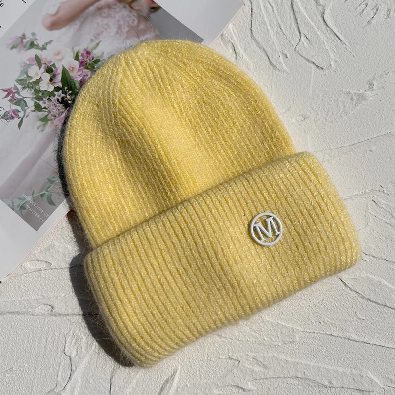Winter Angola Rabbit Fur Knitted Beanies