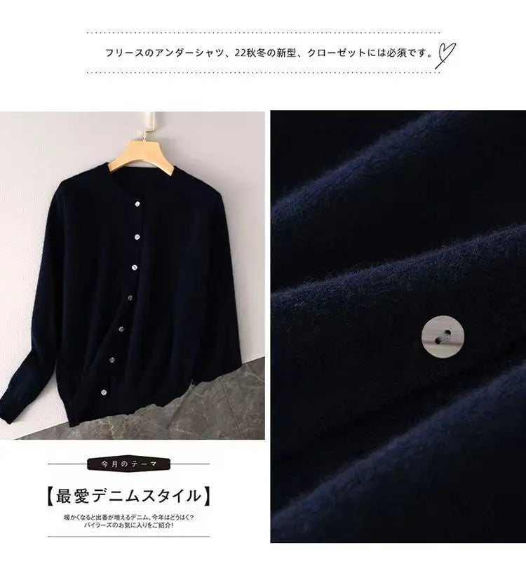 women's Cashmere Sweater O-Collar Long sleeve