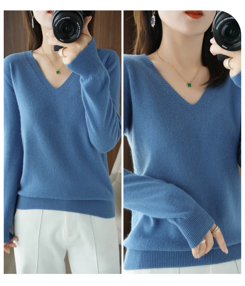 New Cashmere Women's V-neck Pullover