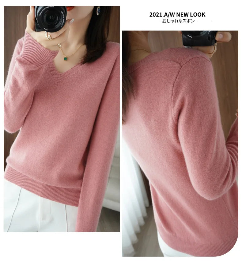 New Cashmere Women's V-neck Pullover