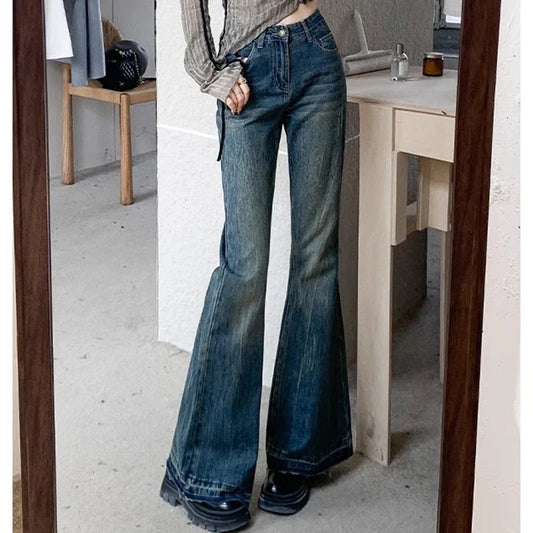 Woman High Waist Vintage Casual Flare Jeans