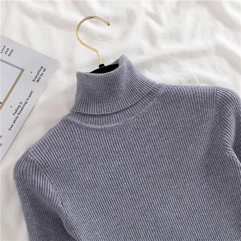 Heliar Women Fall Turtleneck Sweater Knitted Soft Pullovers Cashmere