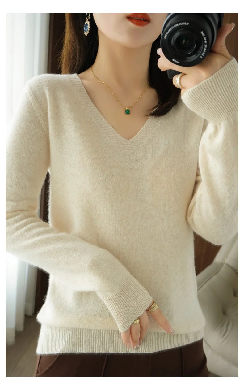 New Cashmere Women's V-neck Pullover