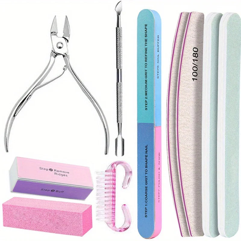 10Pcs/lot Nail Art 100/180 Grit Professional Files