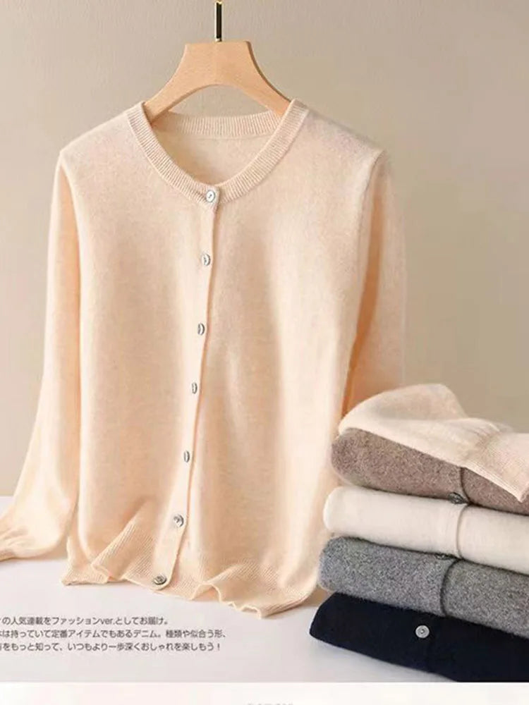 women's Cashmere Sweater O-Collar Long sleeve
