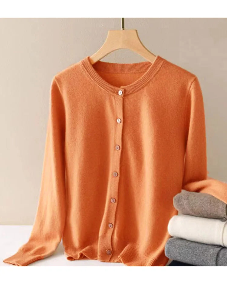 women's Cashmere Sweater O-Collar Long sleeve