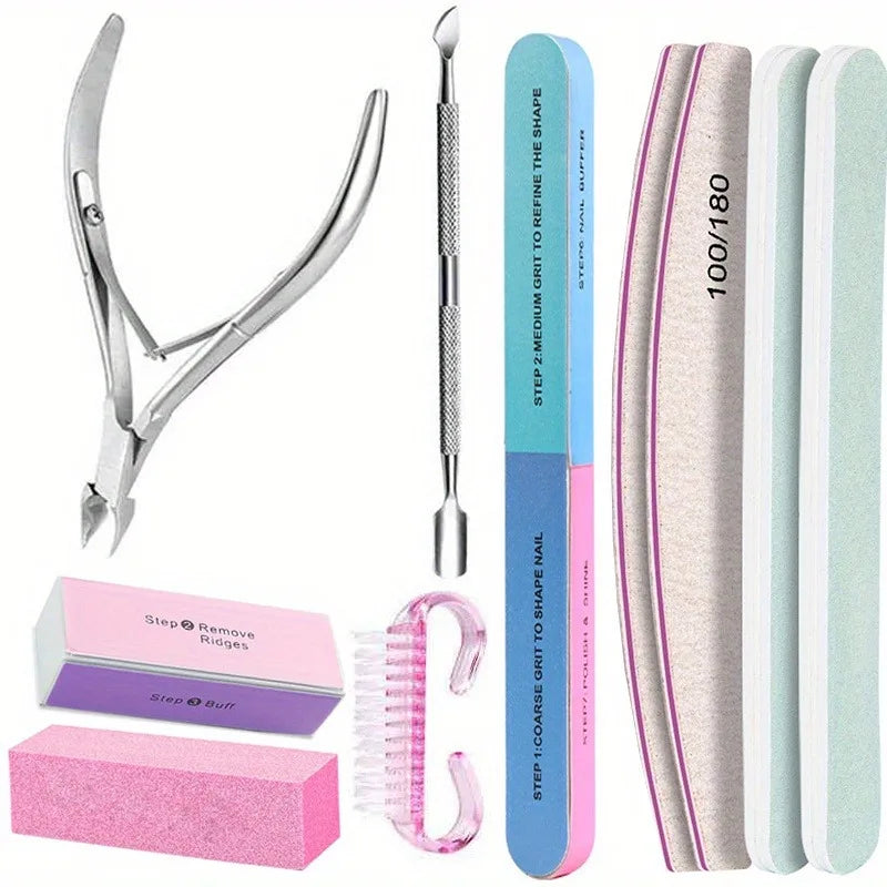 10Pcs/lot Nail Art 100/180 Grit Professional Files